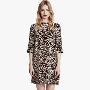 Equipment 100% Silk Animal Print Long Sleeve Dress